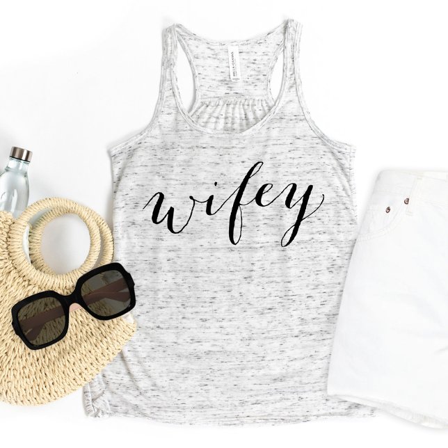 Wifey Black Modern Script Gray Womens Tank Top (Creator Uploaded)