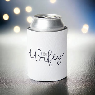 Wifey Black Script Bride / Personalized Bridal Can Cooler