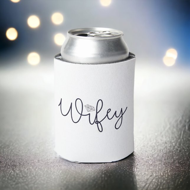 Wifey Black Script Bride / Personalized Bridal  Can Cooler (Creator Uploaded)