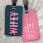 Wifey Blue Pink Monogram Script Luggage Tag<br><div class="desc">Liven up your luggage with this personalized design that's perfect for travellers</div>