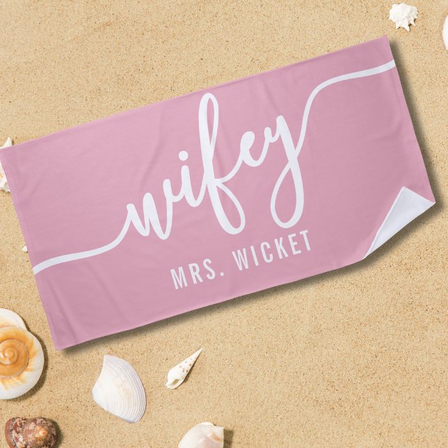 Wifey blush pink Beach Towel (Creator Uploaded)