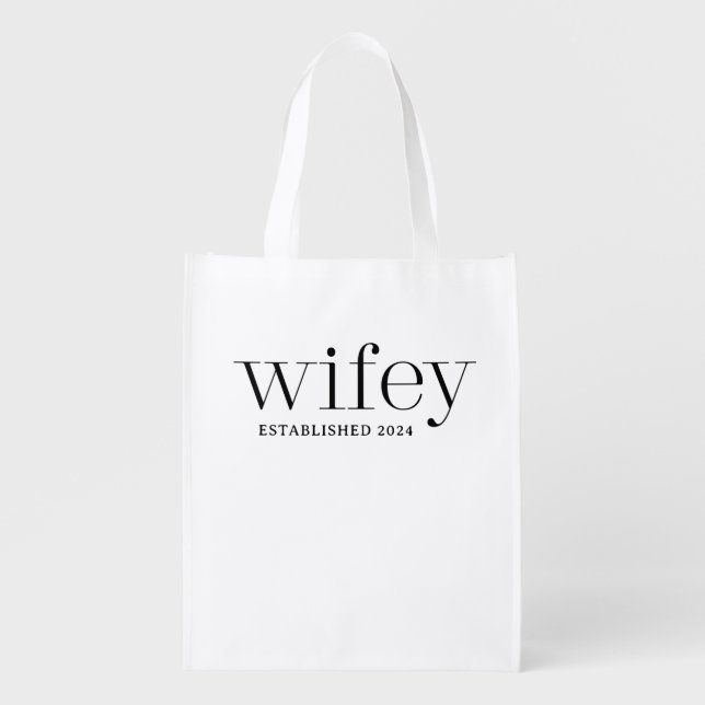 Wifey Bride Just Married Grocery Bag (Front)