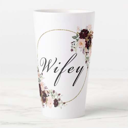 Wifey Burgundy Floral Watercolor Mug