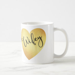 wifey calligraphy mug with gold foil heart