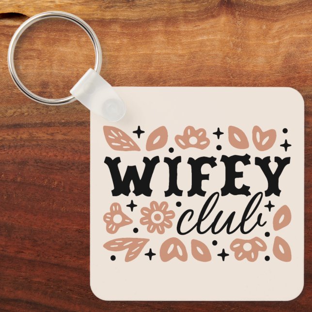 Wifey club cowboy wife tradwife cowgirl aesthetic keychain (Front)