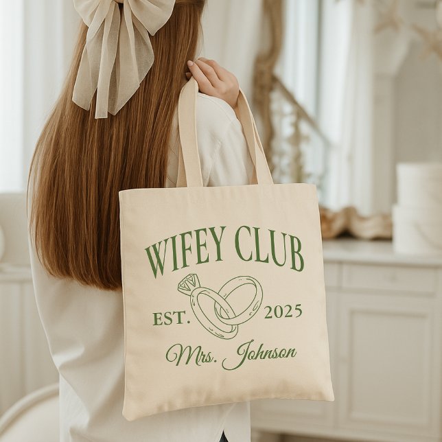 Wifey Club Tote, Personalized Wedding Gift for Her Tote Bag (gift for newlyweds, wedding gift for her, honeymoon tote bag, custom name wifey bag, gift for wife)
