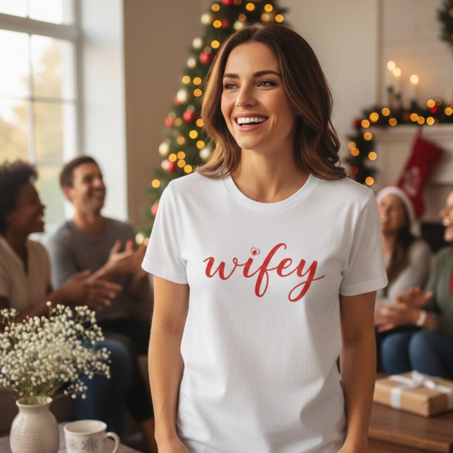 Wifey Colorful Script Heart Women’s T-Shirt Gift (Red | Wifey Colorful Script Heart Women’s T-Shirt Gift)