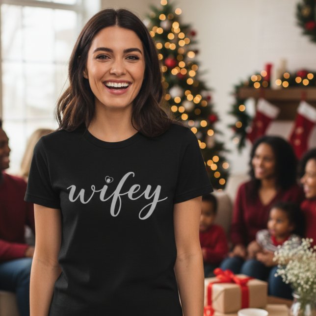 Wifey Colorful Script Heart Women’s T-Shirt Gift (Black | Colorful Script Heart Women’s T-Shirt Gift)