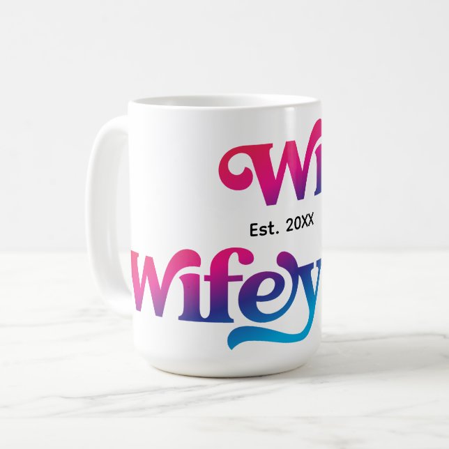 Wifey Couple Wedding Anniversary Custom Colorful Coffee Mug (Front Left)
