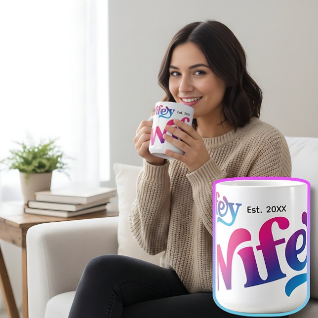 Wifey Couple Wedding Anniversary Custom Colorful Coffee Mug (Zazzle Wifey Couple Wedding Anniversary Custom Colorful Coffee Mug Funny Birthday Christmas Gift Her)