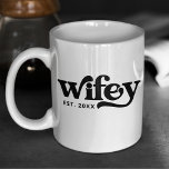 Wifey Couple Wedding Anniversary Custom Retro  Coffee Mug<br><div class="desc">Are you looking for a cute anniversary or valentines gift for your husband or wife? Or the perfect budget wedding gift? Check out this Wifey Couple Wedding Anniversary Custom Retro Coffee Mug. It can be easily personalized by adding your own love year on the mu. Of course, we have the...</div>