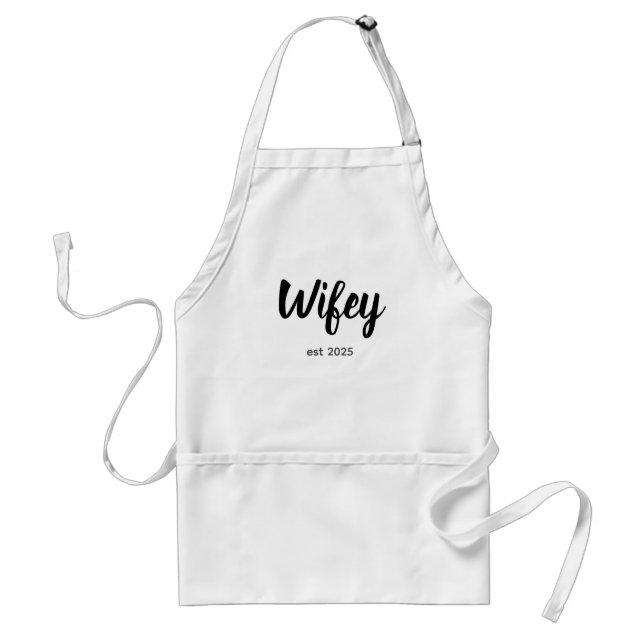 Wifey Custom Bride, Fiance Gift Adult Apron (Front)