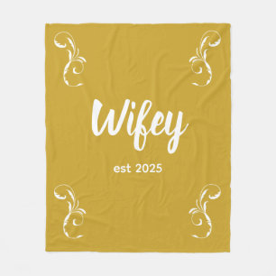 Wifey Custom Gold Bride, Fiance Gift Fleece Blanket