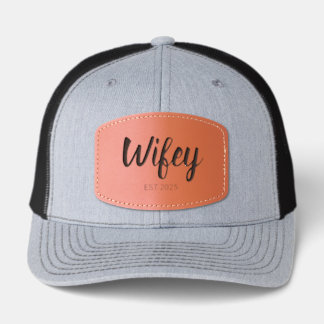 Wifey Custom Gold Bride, Fiance Gift Leather Patch Hat