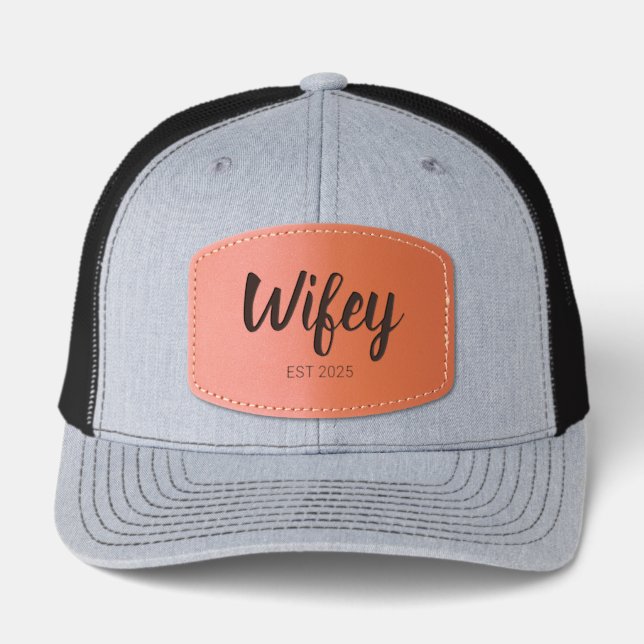 Wifey Custom Gold Bride, Fiance Gift Leather Patch Hat (Front)