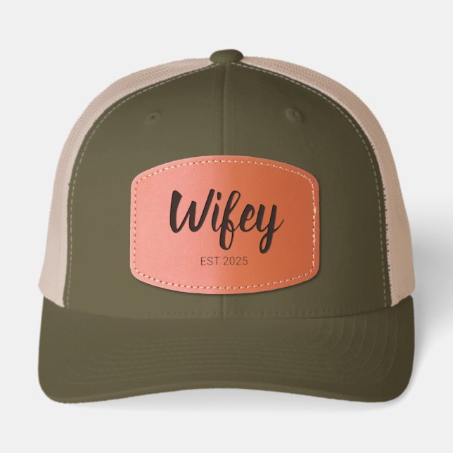 Wifey Custom Gold Bride, Fiance Gift Leather Patch Hat (Front)