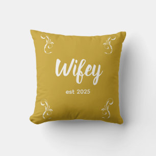 Wifey Custom Gold Bride, Fiance Gift Throw Pillow