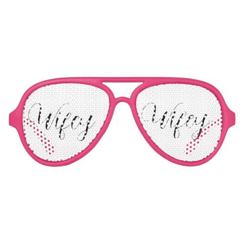 Wifey Elegant Black Script Pink Women Aviator Sunglasses