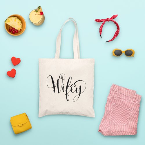 Wifey Elegant Black Script Womens Tote Bag