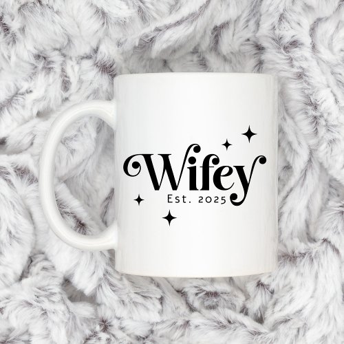 Wifey Est year any color elegant retro font Coffee Mug