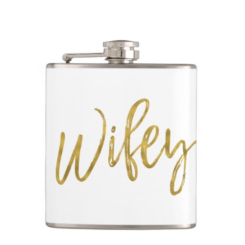 Wifey Flask with Gold Foil Typography