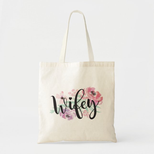 Wifey Floral Tote Bag Bride To Be Gift Item (Front)