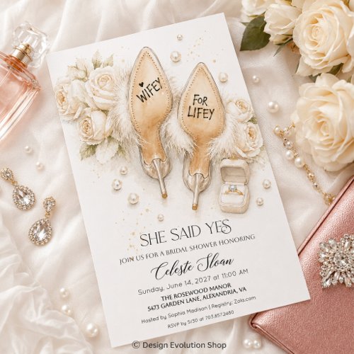 Wifey for Lifey High Heels Bridal Shower  Invitation
