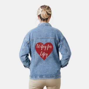 Wifey for Lifey in Red Heart Denim Jacket