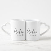 Wifey Gay Wedding Personalized Established Year Coffee Mug Set (Back Nesting)