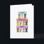 Wifey Happy Birthday Cartoon Cats Card<br><div class="desc">Three rows of cartoon cats holding up pink,  mauve and blue banners that say 'Happy Birthday Wifey'.</div>