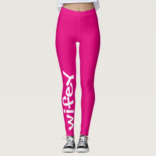 Wifey Hot Pink And White Cute Girly Chic Leggings
