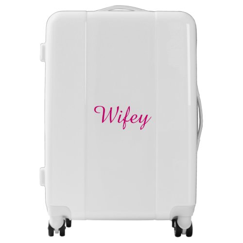 Wifey Hot Pink And White Personalized Elegant Cool Luggage