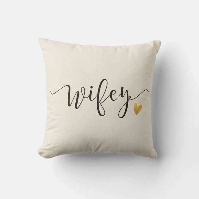 Wifey,Hubby and Wifey Wedding Gift Throw Pillow (Front)