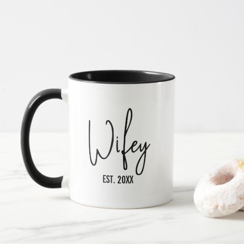 Wifey  Hubby black and white coffee mug gift