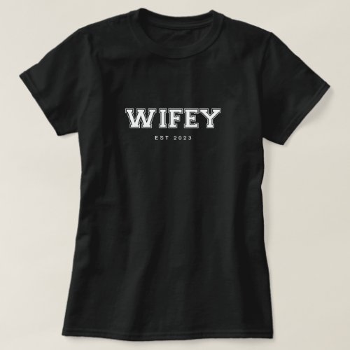 WifeyHubby Bride Fiance Gift Custom Black T_Shirt