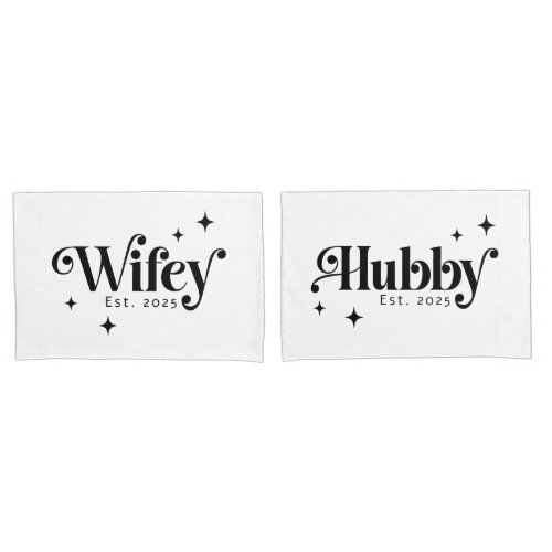 Wifey Hubby Est year any color elegant retro font Pillow Case