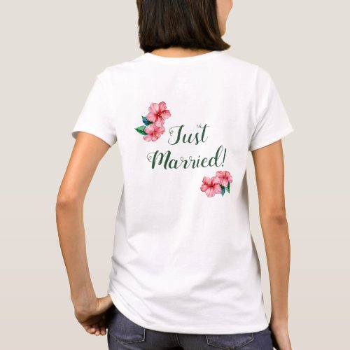 Wifey Hubby Just Married Tropical Hibiscus T_Shirt