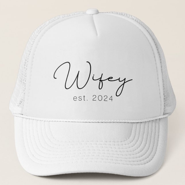 Wifey Just Married Newlywed Trucker Hat (Front)