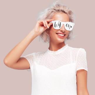 Wifey Love | Stylish Black Brush Script & Heart Retro Sunglasses