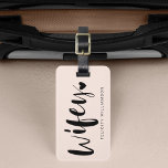 Wifey Love | Stylish Black Brush Script & Stripes Luggage Tag<br><div class="desc">Our Mr & Mrs luggage tags are the perfect stylish accessory to start off a honeymoon. Purchase this wifey luggage tag as a treat for yourself or this makes an excellent gift for the bride you adore. The design features a stylish script style black typography "wifey" in black with a...</div>
