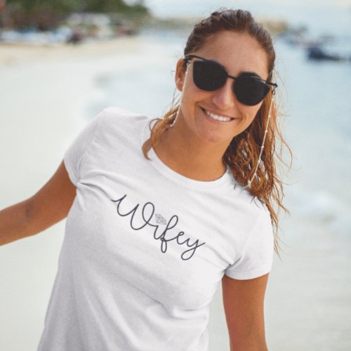 Wifey Modern Black Script Diamond  T_Shirt