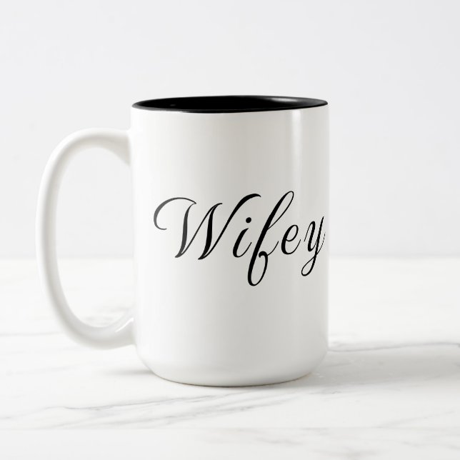 Wifey Modern Black Script White Womens Two-Tone Coffee Mug (Left)