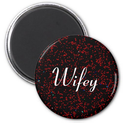 Wifey Modern Fractal Art Black Red Stylish Cool Magnet