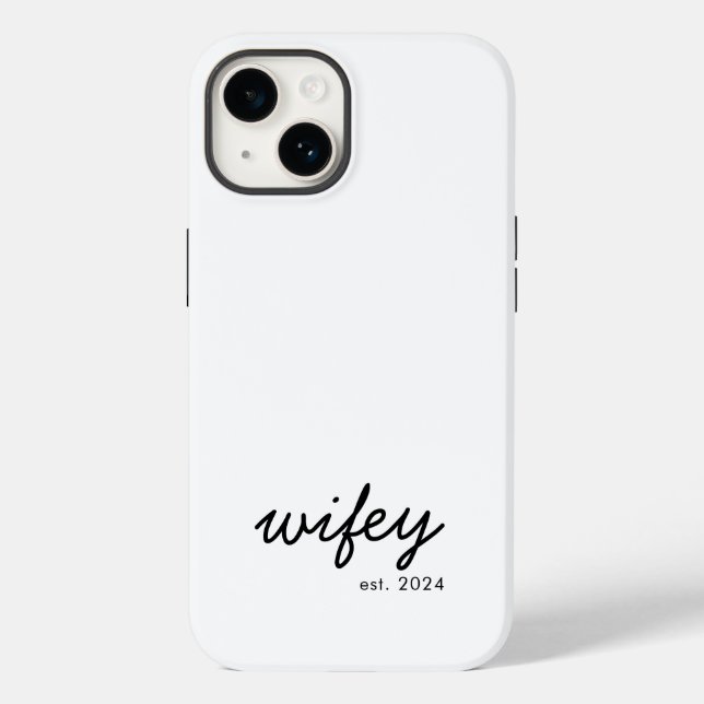 Wifey Modern Minimalist Script Personalized Bride Case-Mate iPhone Case (Back)