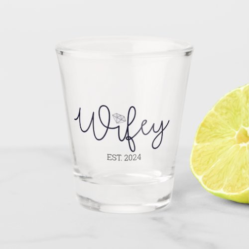 Wifey Modern Typography Wife Mrs Wedding Hers Shot Glass