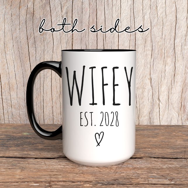 Wifey Mug – Personalized Wedding Gift for Bride (wedding gift mug, newlyweds gift mug, custom bride mug, engagement gift mug, anniversary mug gift,)