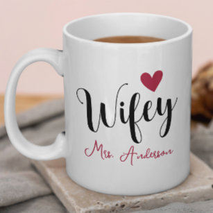 Wifey Name and Date Wedding Anniversary Coffee Mug