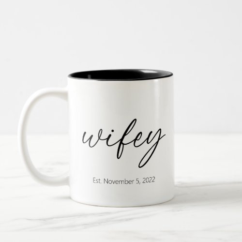 Wifey Newlywed Wedding Gift w Established Date Two_Tone Coffee Mug