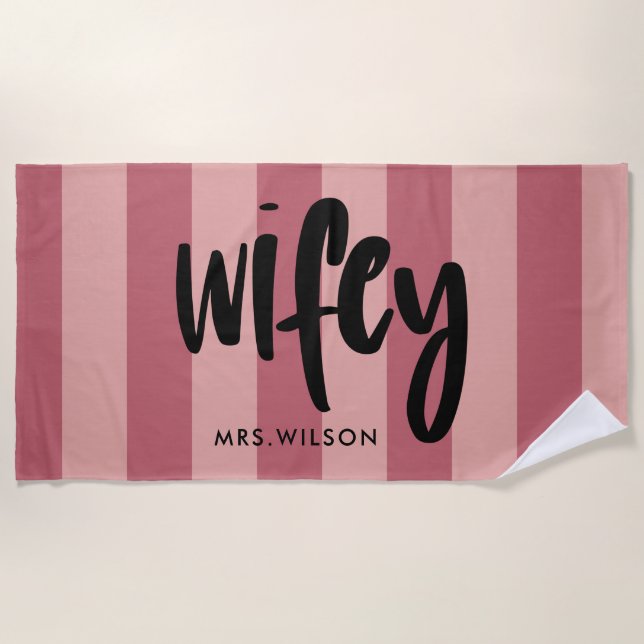 Wifey | Personalized Bride Beach Towel (Front)