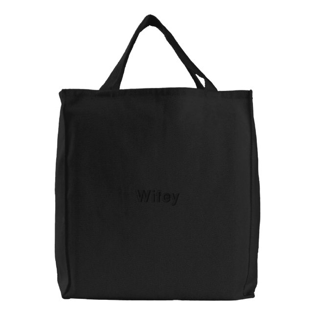 Wifey Personalized Chic Embroidered Tote Bag (Front)